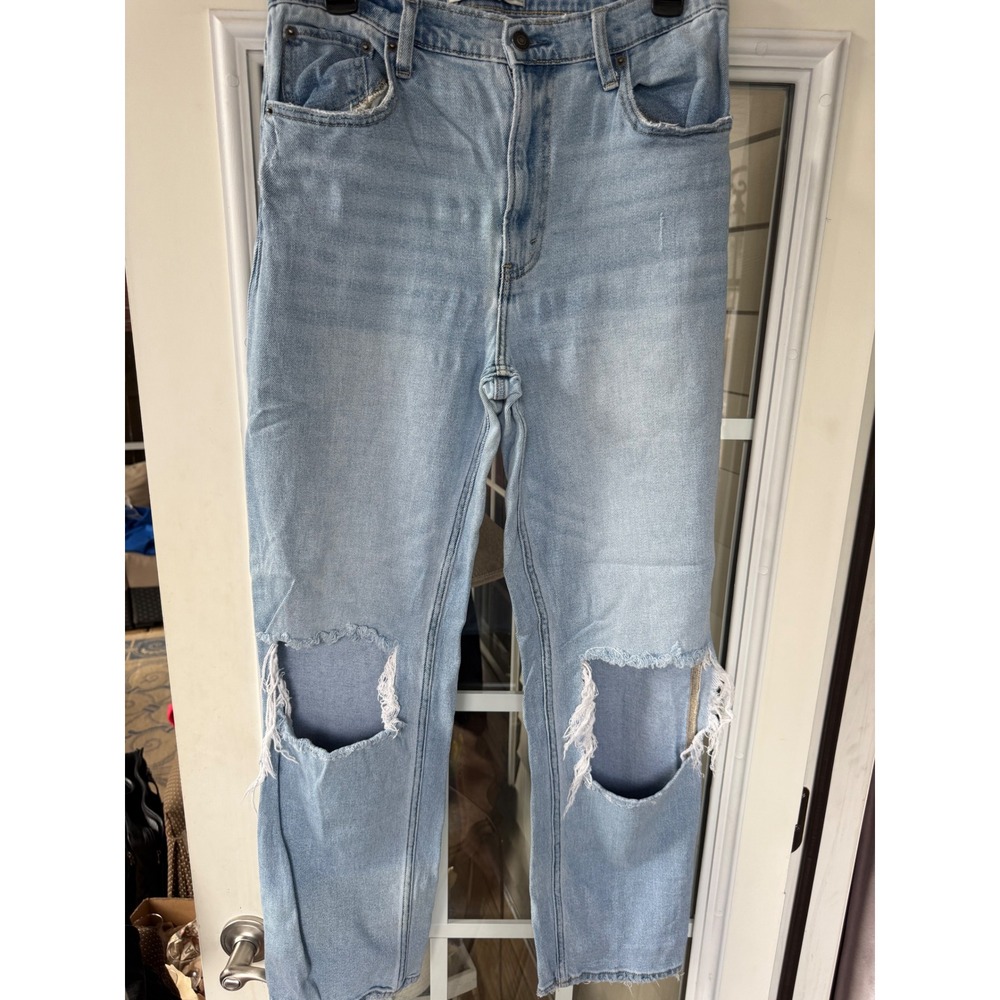 Abercrombie & Fitch 90s Sz10 Straight ultra hi rise light wash distressed grunge